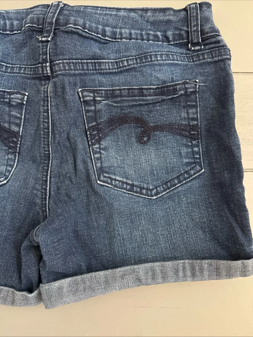Justice Girls Dark Blue Denim Roll-Cuff Shorts size 14